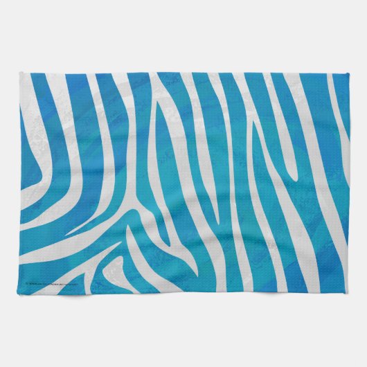 Zebra Blau und Weiß Geschirrtuch (Horizontal)