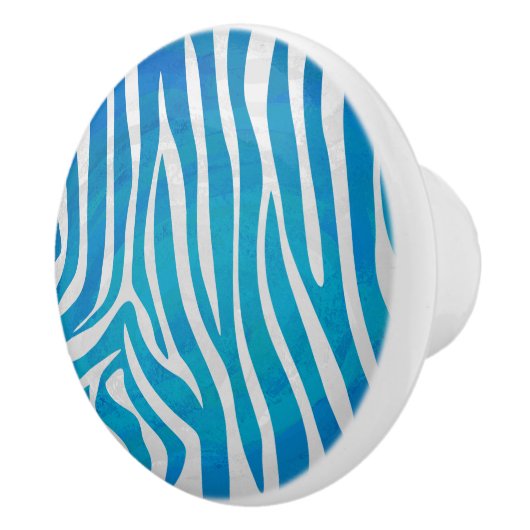 Zebra Blau und Weiß Keramikknauf (Rechts)