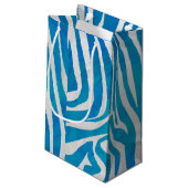Zebra Blau und Weiß Kleine Geschenktüte (Rückseite Schrägansicht)