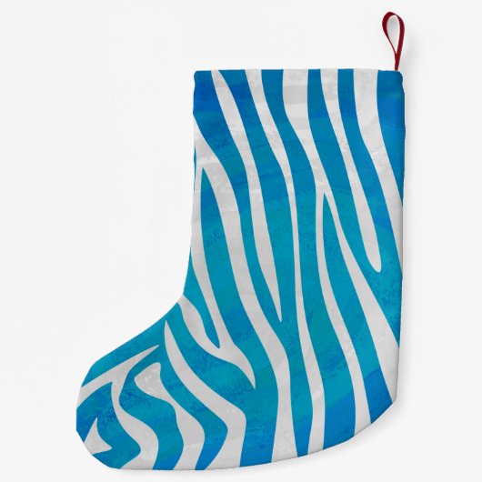 Zebra Blau und Weiß Kleiner Weihnachtsstrumpf (Rückseite)