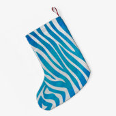 Zebra Blau und Weiß Kleiner Weihnachtsstrumpf (Rückseite (Hängend))