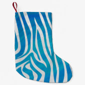 Zebra Blau und Weiß Kleiner Weihnachtsstrumpf (Vorderseite)