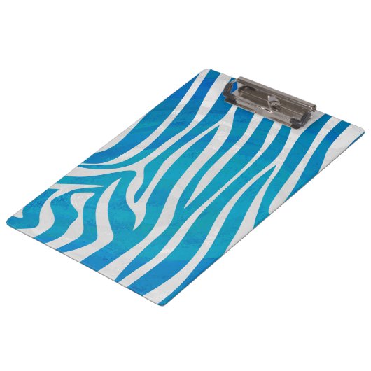 Zebra Blau und Weiß Klemmbrett (Schrägansicht)