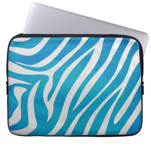 Zebra Blau und Weiß Laptopschutzhülle