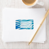 Zebra Blau und Weiß mit Monogramm Adressaufkleber (Insitu)