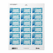 Zebra Blau und Weiß mit Monogramm Adressaufkleber (Vorne)