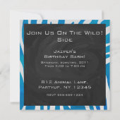 Zebra Blau und Weiß mit Monogramm Einladung (Rückseite)