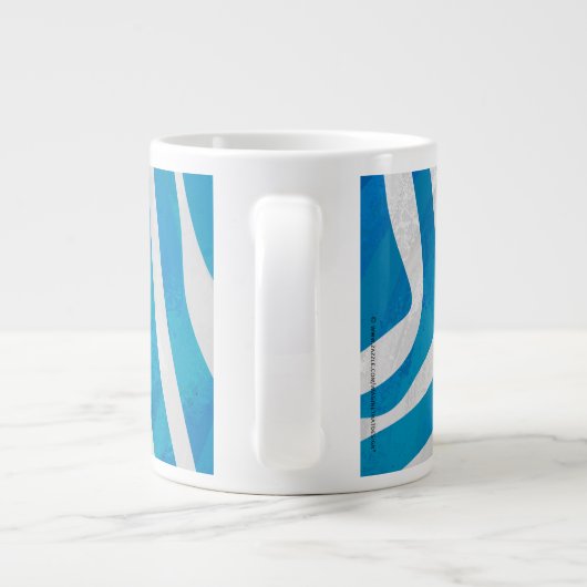 Zebra Blau und Weiß mit Monogramm Jumbo-Tasse (Rückseite)