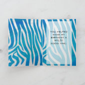 Zebra Blau und Weiß mit Monogramm Karte (Innenseite)