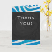 Zebra Blau und Weiß mit Monogramm Karte (Gelbe Blume)