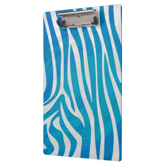 Zebra Blau und Weiß mit Monogramm Klemmbrett (Links)
