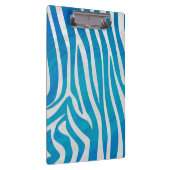 Zebra Blau und Weiß mit Monogramm Klemmbrett (Rechts)