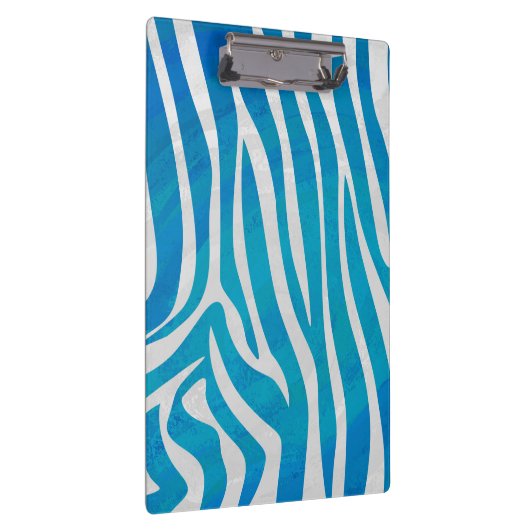 Zebra Blau und Weiß mit Monogramm Klemmbrett (Rechts)