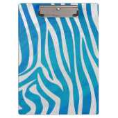 Zebra Blau und Weiß mit Monogramm Klemmbrett (Vorderseite)