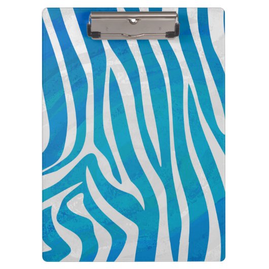 Zebra Blau und Weiß mit Monogramm Klemmbrett (Vorderseite)