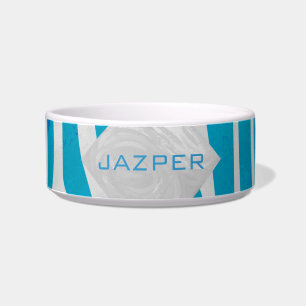 Zebra Blau und Weiß mit Monogramm Napf