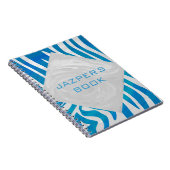 Zebra Blau und Weiß mit Monogramm Notizblock (Rechte Seite)