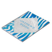 Zebra Blau und Weiß mit Monogramm Notizblock (Linke Seite)