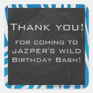 Zebra Blau und Weiß mit Monogramm Quadratischer Aufkleber