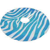 Zebra Blau und Weiß Polyester Weihnachtsbaumdecke (Schrägansicht)