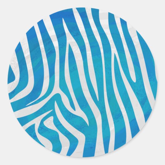 Zebra Blau und Weiß Runder Aufkleber (Vorderseite)