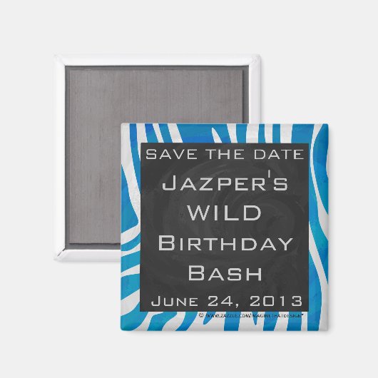Zebra Blau und Weiß Save the Date Magnet (Vorderseite/Rückseite)