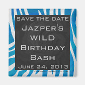 Zebra Blau und Weiß Save the Date Magnet (Vorne)