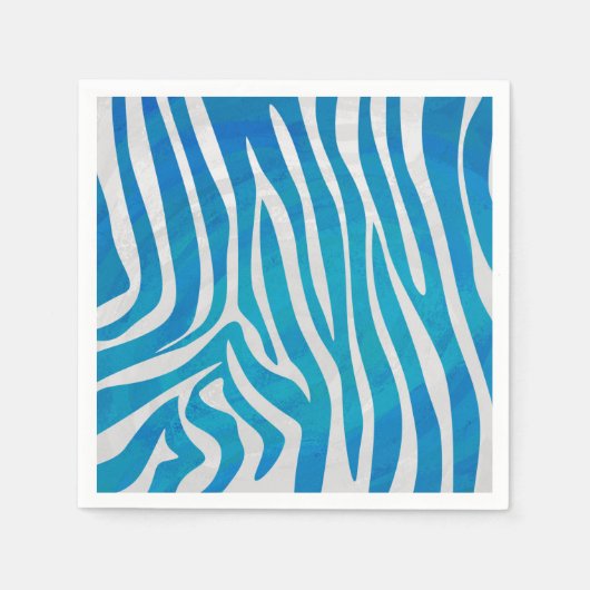 Zebra Blau und Weiß Serviette (Vorderseite)