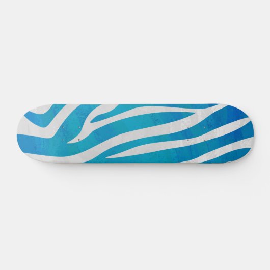 Zebra Blau und Weiß Skateboard (Horizontal)