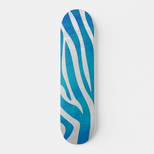 Zebra Blau und Weiß Skateboard (Vorne)