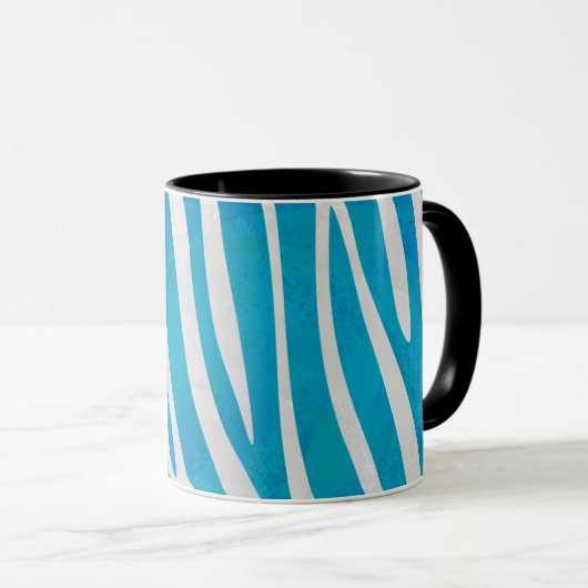 Zebra Blau und Weiß Tasse (VorderseiteRechts)