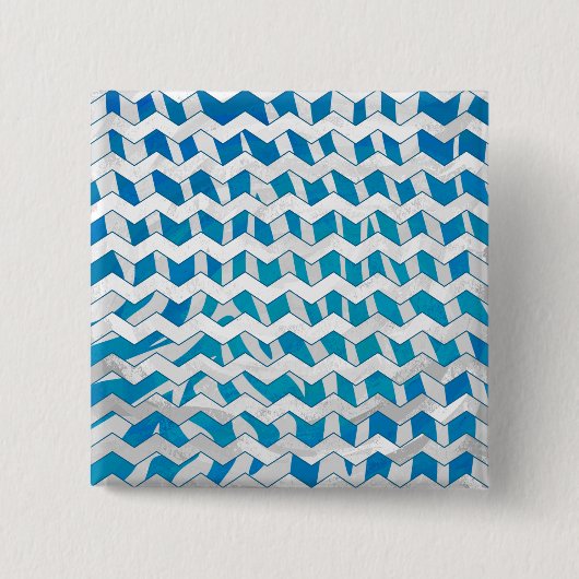Zebra Blau und Weiß Zickzack Button (Vorderseite)