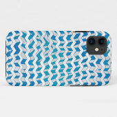 Zebra Blau und Weiß Zickzack Case-Mate iPhone Hülle (Rückseite (Horizontal))