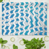 Zebra Blau und Weiß Zickzack Handtuch (Gefaltet)