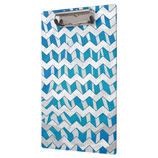 Zebra Blau und Weiß Zickzack Klemmbrett (Links)