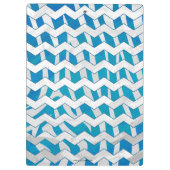 Zebra Blau und Weiß Zickzack Klemmbrett (Rückseite)
