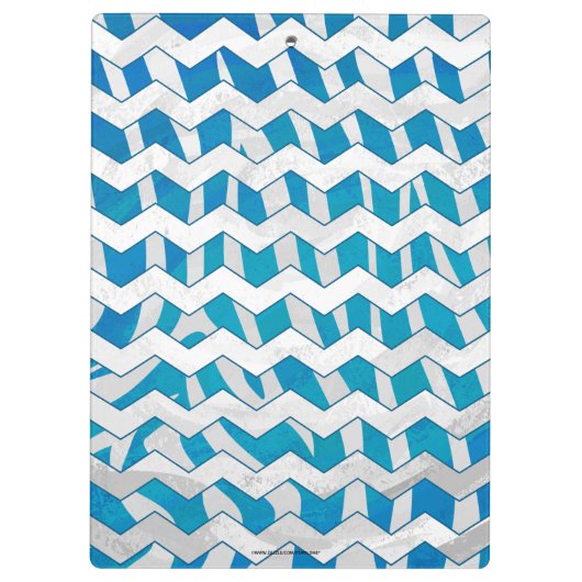 Zebra Blau und Weiß Zickzack Klemmbrett (Rückseite)