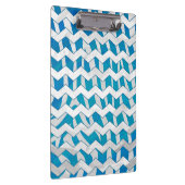 Zebra Blau und Weiß Zickzack Klemmbrett (Rechts)