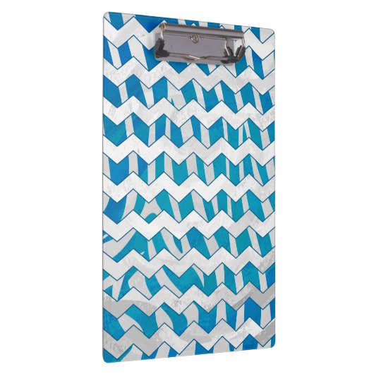 Zebra Blau und Weiß Zickzack Klemmbrett (Rechts)