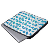 Zebra Blau und Weiß Zickzack Laptopschutzhülle (Vorne Knopf)