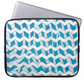 Zebra Blau und Weiß Zickzack Laptopschutzhülle (Vorderseite)