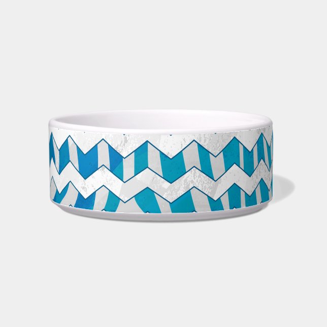 Zebra Blau und Weiß Zickzack Napf (Rechts)