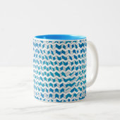 Zebra Blau und Weiß Zickzack Zweifarbige Tasse (VorderseiteRechts)