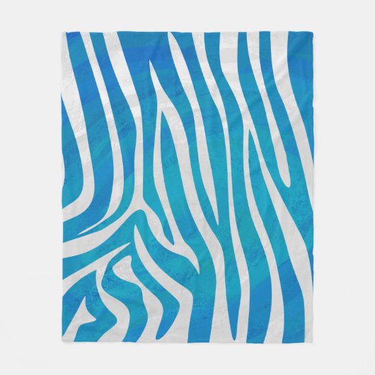 Zebra Blau-Weiß-Print Fleecedecke (Vorderseite)