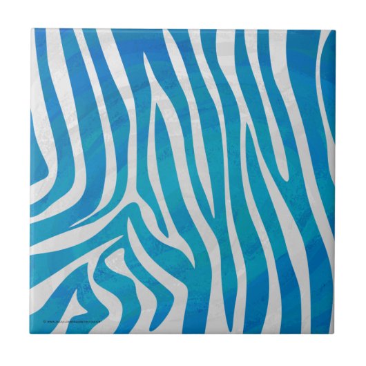 Zebra Blau-Weiß-Print Fliese (Vorderseite)