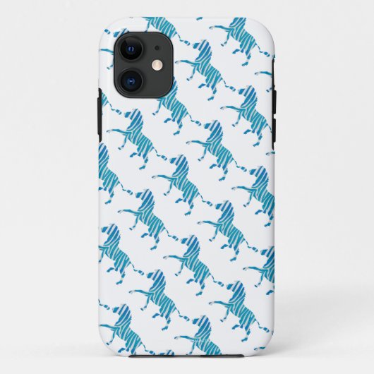 Zebra Blau-Weiße Silhouette Case-Mate iPhone Hülle (Rückseite)