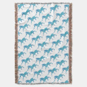 Zebra Blau-Weiße Silhouette Decke (Vorderseite Vertikal)