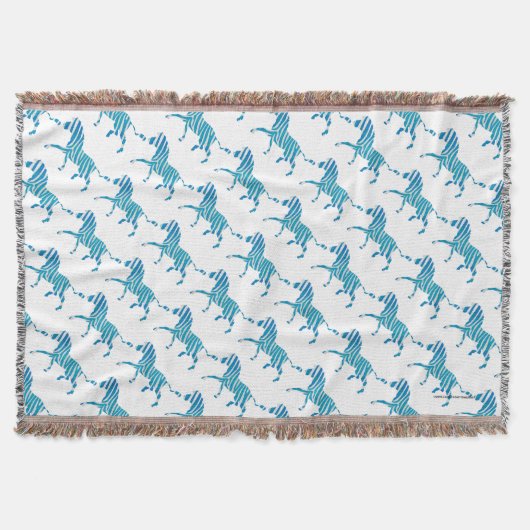 Zebra Blau-Weiße Silhouette Decke (Vorderseite)