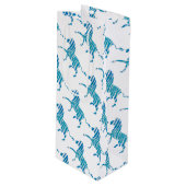 Zebra Blau-Weiße Silhouette Geschenktüte Für Weinflaschen (Vorderseite Schrägansicht)