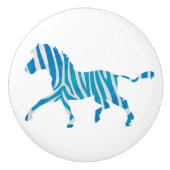 Zebra Blau-Weiße Silhouette Keramikknauf (Vorderseite)